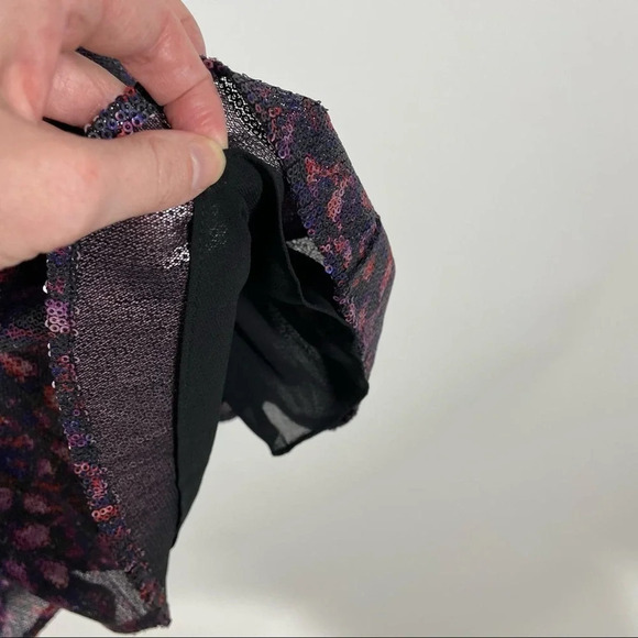 NEW RACHEL Rachel Roy Multicolor Sequin Sheer Long Sleeve Dress Size Medium - Picture 7 of 10